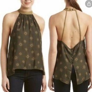 Free People Women's Through the Night Green Sun Halter Top